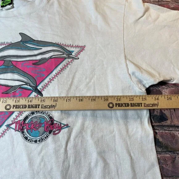 Vintage 90s Morro Bay Dolphins Single Stitch Tshirt XL Neon Colors - Picture 8 of 8
